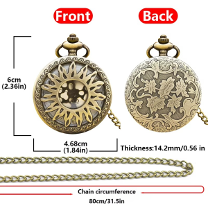 Vintage Bronze Steampunk Cutout Engraving Quartz Pocket Watch Necklace Pendant Clock Chain Men Women Chain Gift